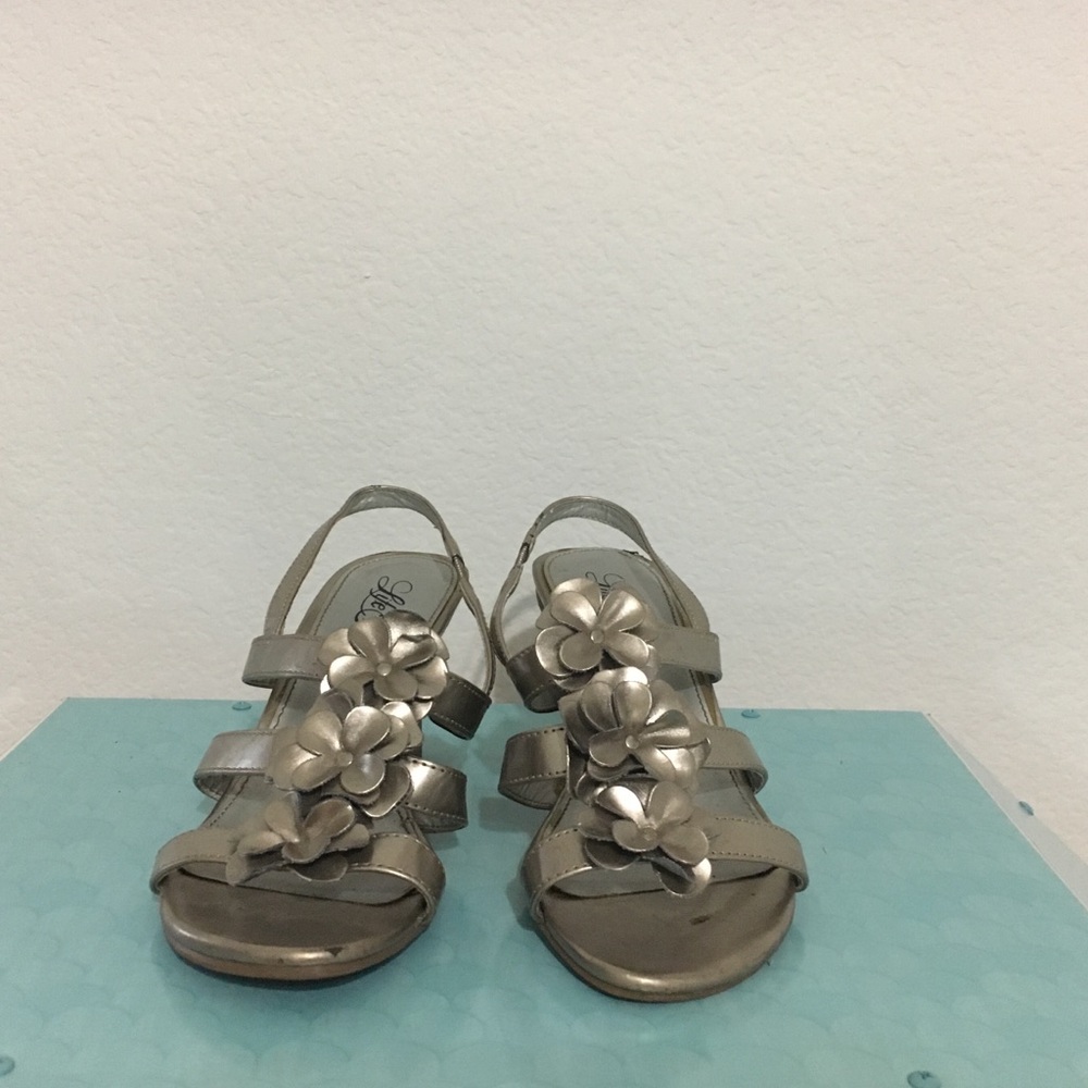 Floral silver wedges/ sandals